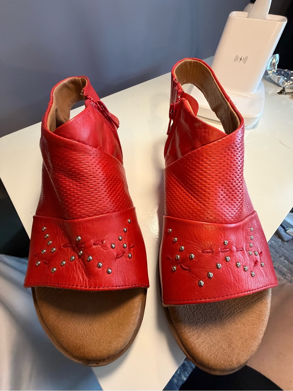 Miz Mooz Red Women's Sandal with Sleek Footbed, like new size 40. Wish they fit